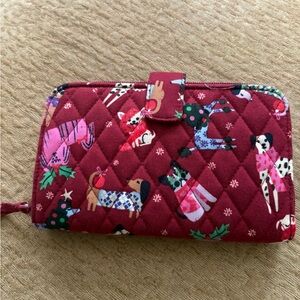 Vera Bradley Quilted Burgundy Dog Print Wallet